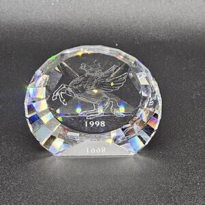 Vintage Swarovski 1998‎ Pegasus Crystal Faceted Glass Prism Plaque Collectible